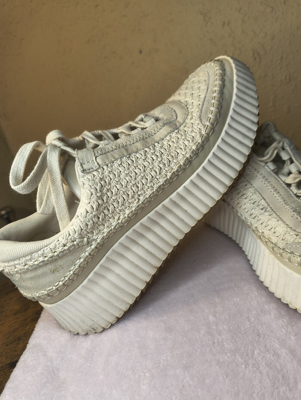 Dolce Vita Cream Woven Platform Sneakers